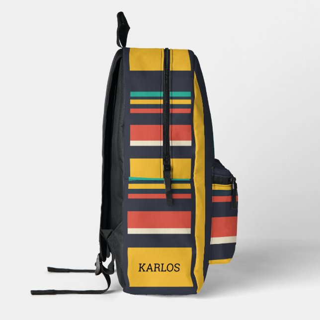 cloth Striped Backpack with Geometric Pattern Striped Backpack main image 3