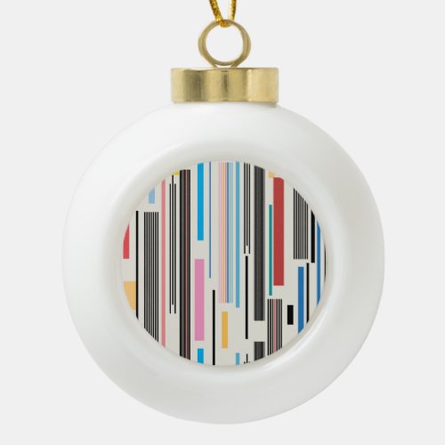 Colorful Stripes Graphic Pattern Mix Ceramic Ball Christmas Ornament