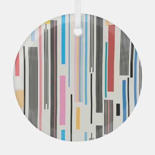 Colorful Stripes Graphic Pattern Mix Glass Ornament