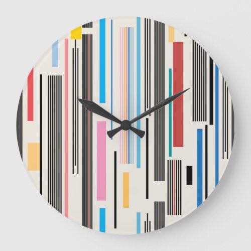 Colorful Stripes Graphic Pattern Mix Large Clock