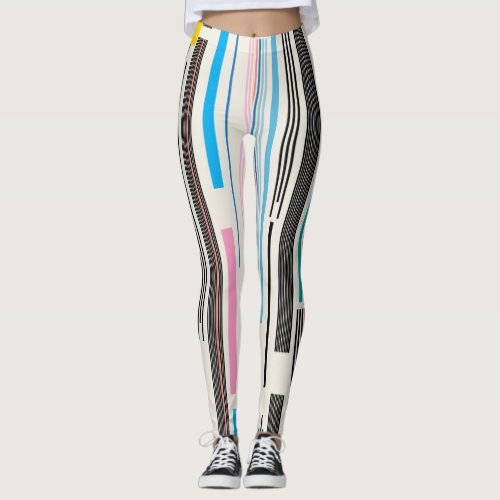 Colorful Stripes Graphic Pattern Mix Leggings