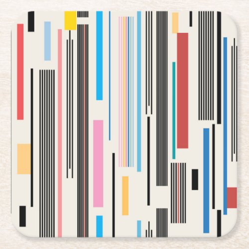 Colorful Stripes Graphic Pattern Mix Square Paper Coaster