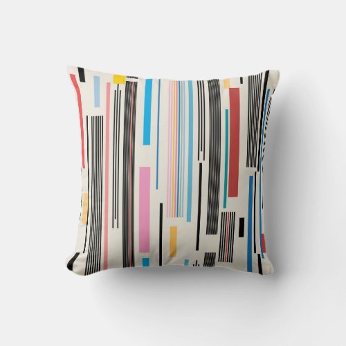 Colorful Stripes Graphic Pattern Mix Throw Pillow
