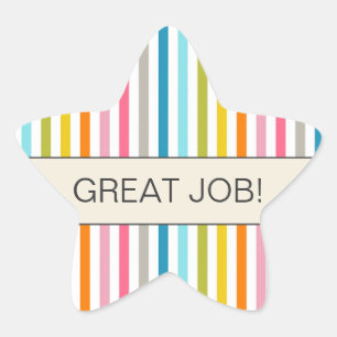 Colorful Stripes "Great Job" Star Sticker