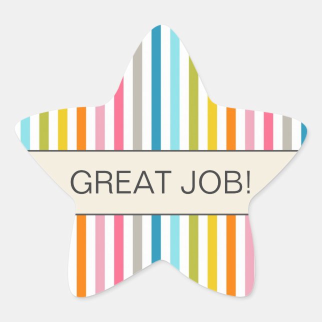 Colorful Stripes "Great Job" Star Sticker (Front)