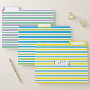 Colorful stripes green, purple, yellow, blue file folder
