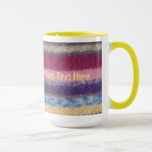 colorful stripes hand knitted pattern mug