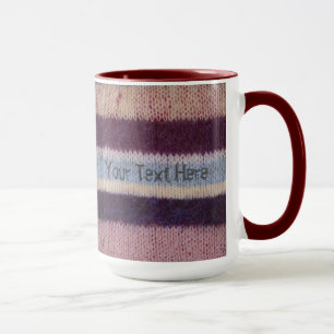 colorful stripes hand knitted pattern mug