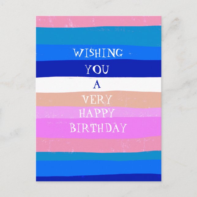 Colorful Stripes HAPPY BIRTHDAY CUSTOM Postcard (Front)