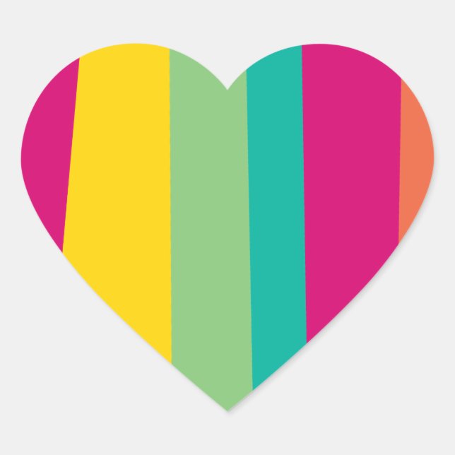 colorful stripes heart sticker (Front)