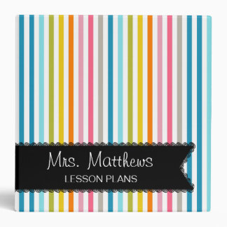 Colorful Stripes Lesson Plan Binder