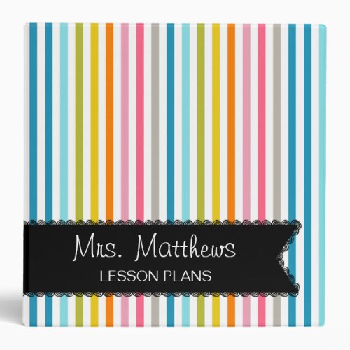 Colorful Stripes Lesson Plan Binder