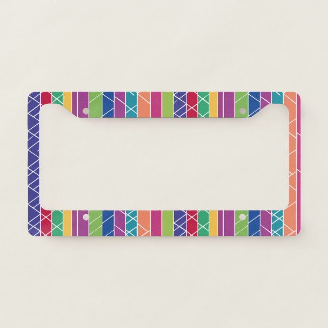 Colorful Stripes License Plate Frame (Front)