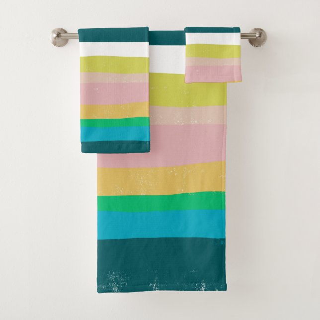Colorful Stripes Lines Abstract Pattern Bath Towel Set (Insitu)