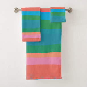 Colorful Stripes Lines Abstract Pattern Bath Towel Set