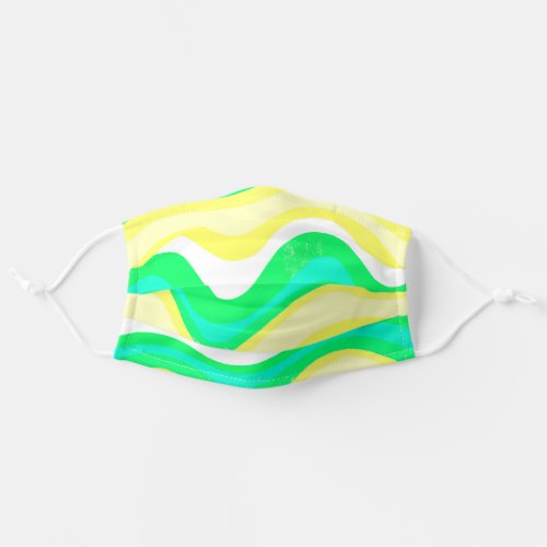 Colorful Stripes Lines Waves Green Yellow Adult Cloth Face Mask
