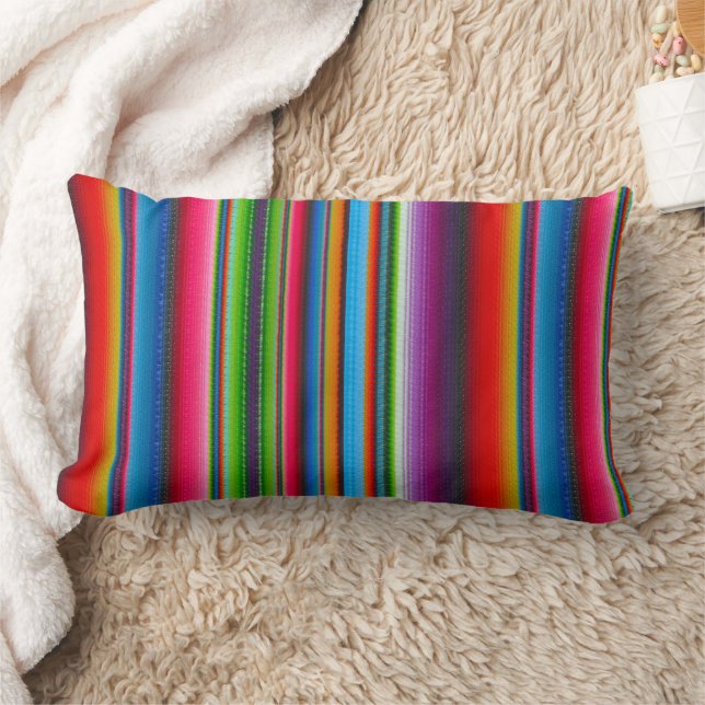 Colorful Stripes Lumbar Pillow (Blanket)
