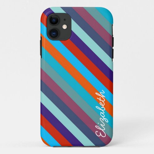 Colorful Stripes Modern Geometric Pattern iPhone 11 Case