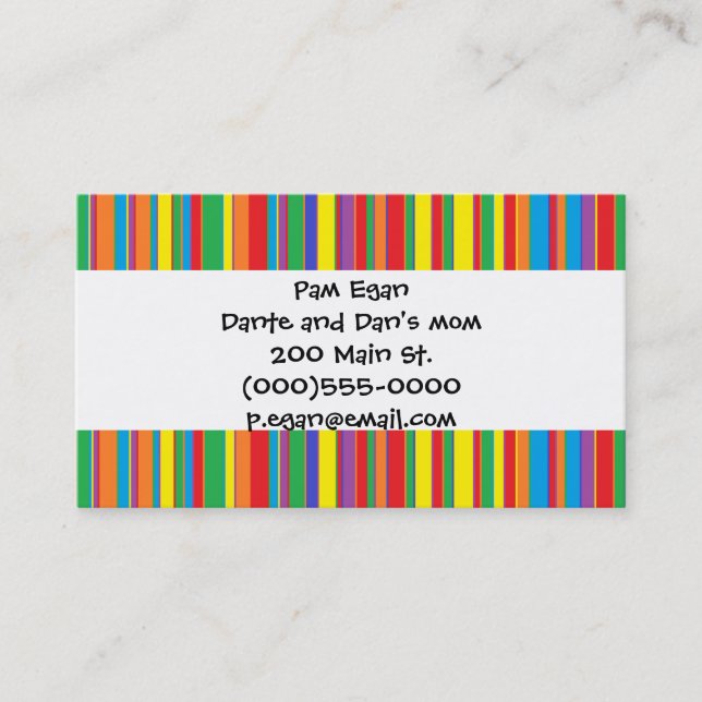 "Colorful Stripes" Mommy Contact Cards (Front)