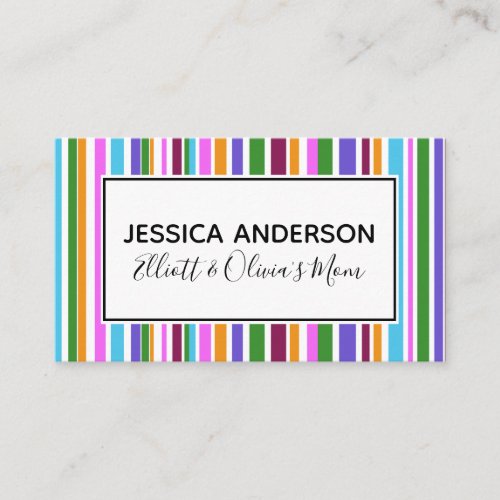 Colorful Stripes Mommy Playdate Calling Card