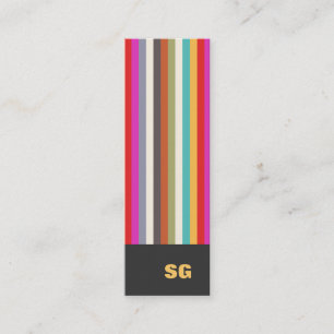 Colorful Stripes Monogram Mini  Business Card