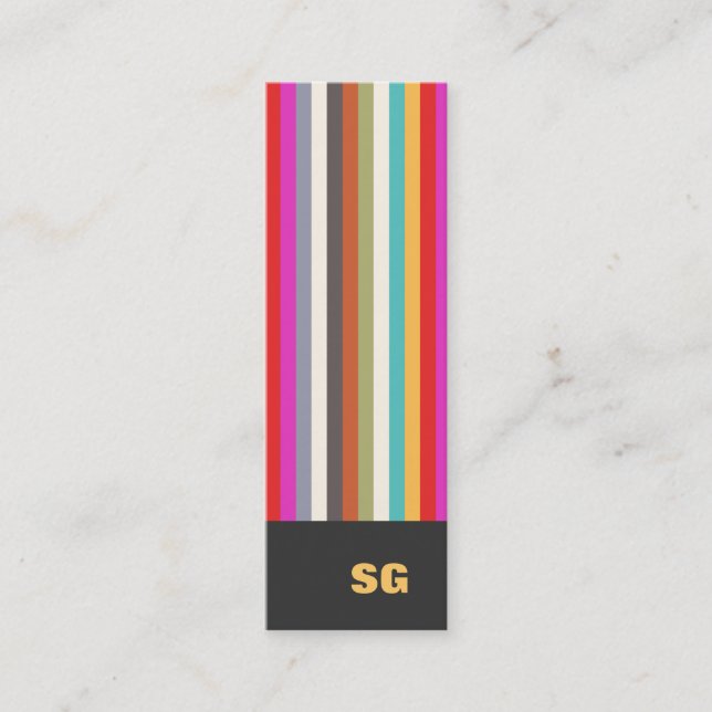 Colorful Stripes Monogram Mini  Mini Business Card (Front)