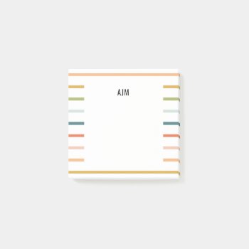 Colorful Stripes Monogram Post-it Notes by MontgomeryFest at Zazzle
