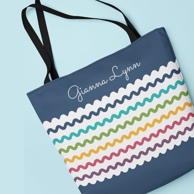 Colorful Stripes Monogram Tote Bag (Creator Uploaded)