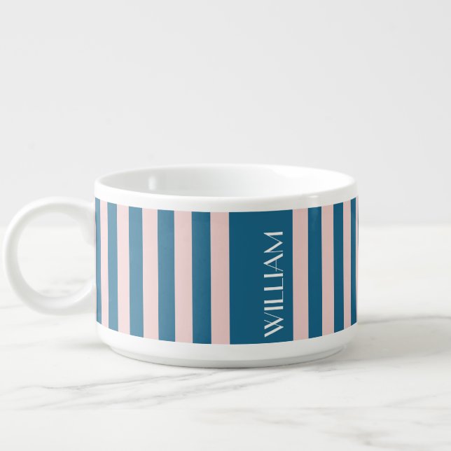 Colorful Stripes Nautical Blue Customized template Bowl (Right)