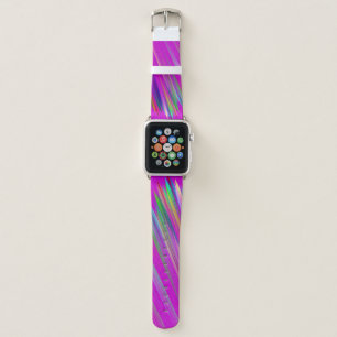 Colorful stripes on fuchsia background, modern apple watch band