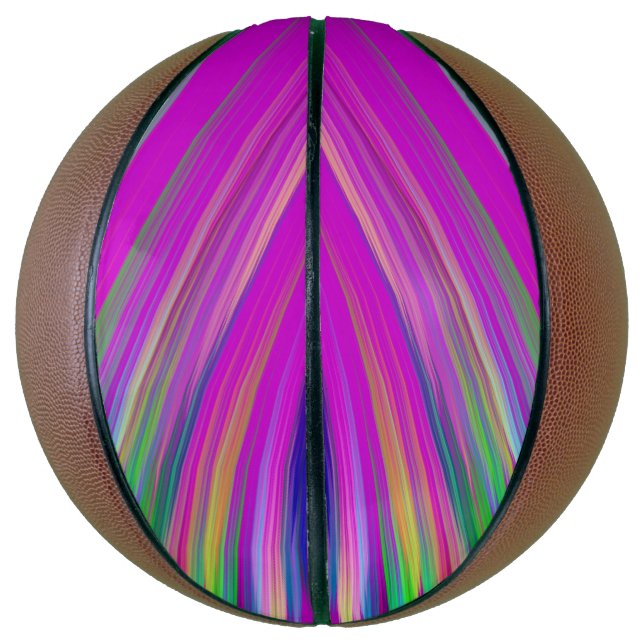 Colorful stripes on fuchsia background, modern  basketball (Vertical)