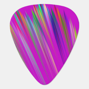 Colorful stripes on fuchsia background, modern guitar pick
