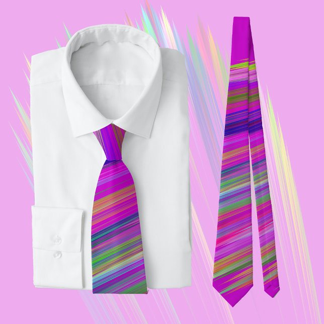 Colorful stripes on fuchsia background, modern  neck tie (Creator Uploaded)
