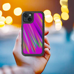 Colorful stripes on fuchsia background, modern iPhone 13 case