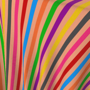 Colorful Stripes On Orange Pattern Design  Fabric