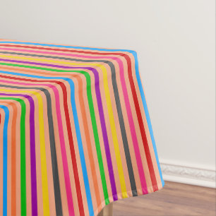 Colorful Stripes On Orange Pattern Design Tablecloth