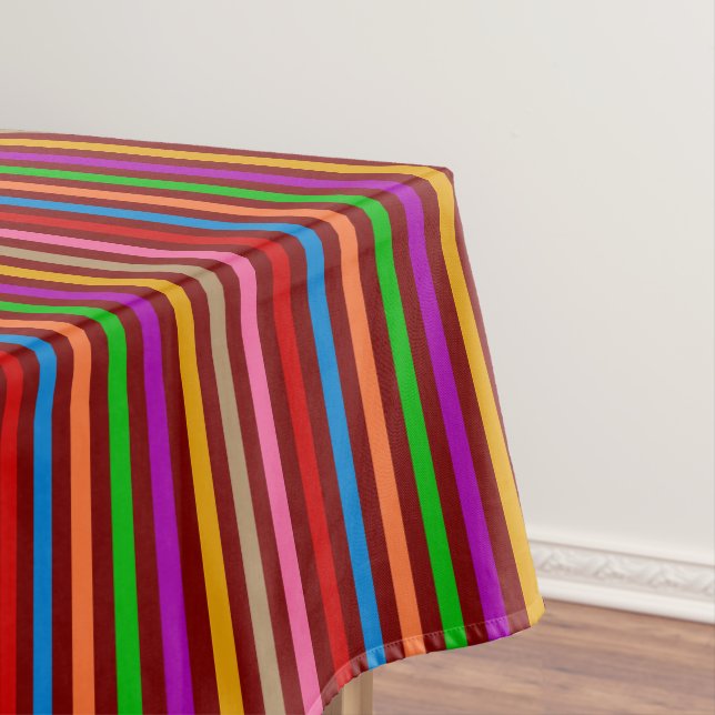 Colorful Stripes On Red Pattern Design  Tablecloth (In Situ)