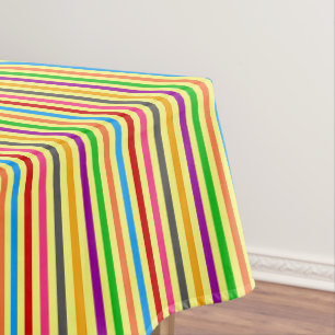 Colorful Stripes On Yellow Pattern Design Tablecloth