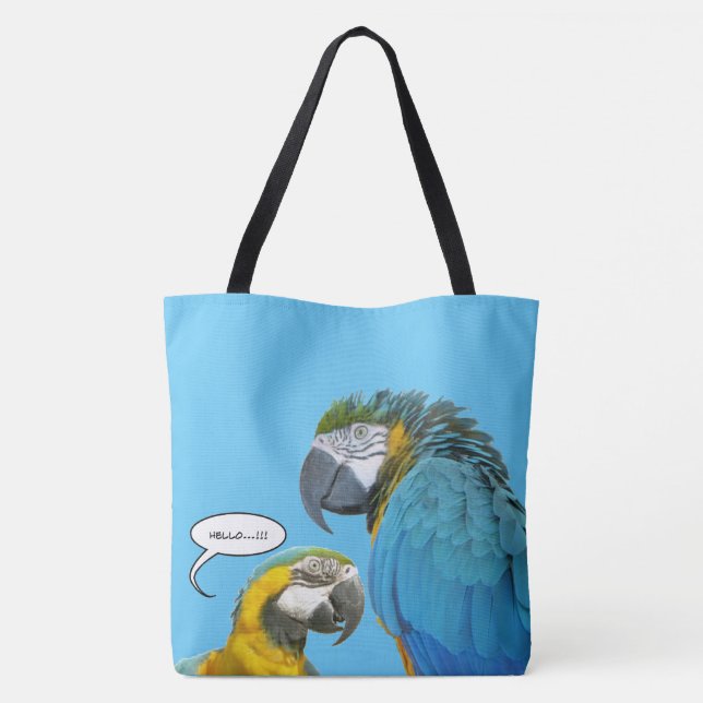 Colorful Stripes Parrots Tote Bag (Back)