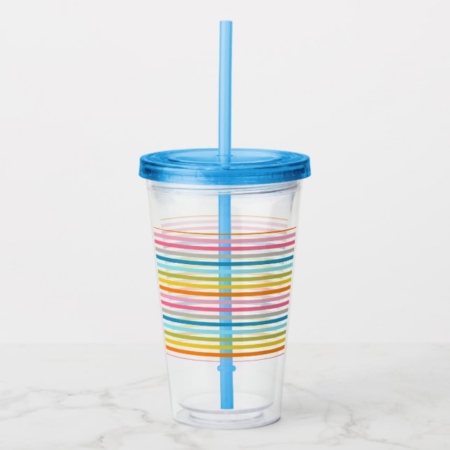Colorful Stripes Pattern Acrylic Tumbler (Front)