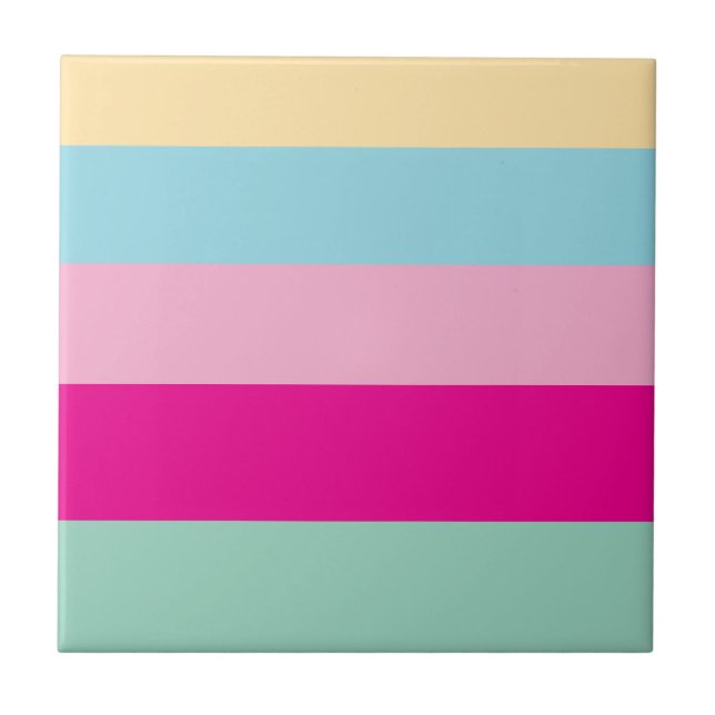 Colorful Stripes Pattern Ceramic Tile (Front)