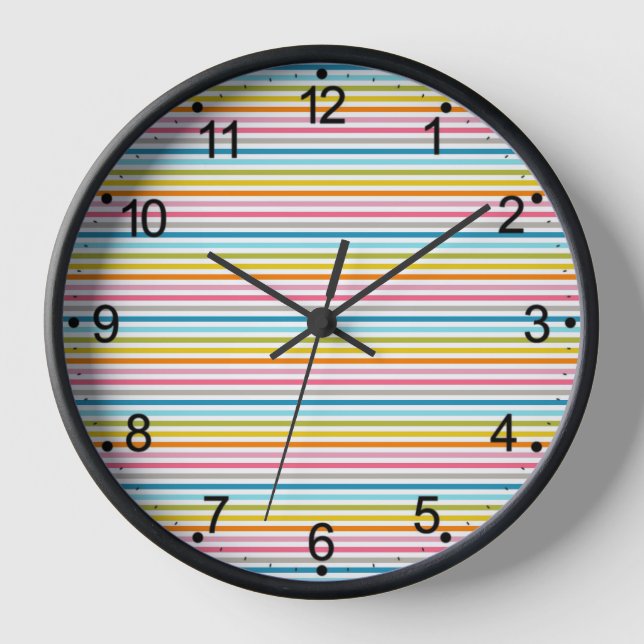 Colorful Stripes Pattern Clock (Front)
