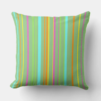 Colorful Stripes Pattern Cust. Green Throw Pillow