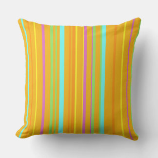Colorful Stripes Pattern Cust. Orange Throw Pillow