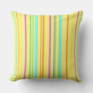Colorful Stripes Pattern Cust. Yellow Throw Pillow