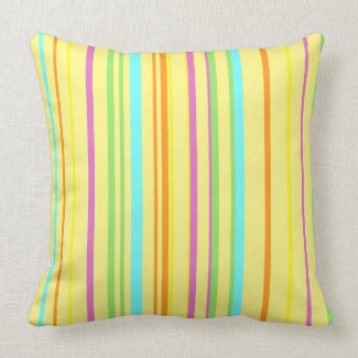 Colorful Stripes Pattern Cust. Yellow Throw Pillow