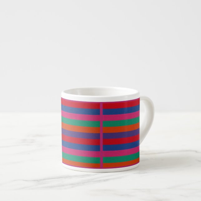 Colorful Stripes Pattern Espresso Cup (Front Right)