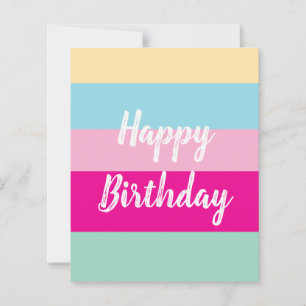 Colorful Stripes Pattern Happy Birthday Flat Card