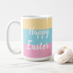 Colorful Stripes Pattern Happy Easter Flat Card Coffee Mug