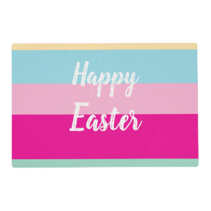 Colorful Stripes Pattern Happy Easter Flat Card Placemat